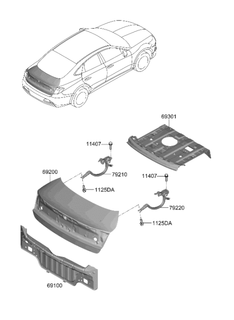 2005 Hyundai XG350 Panel Assembly-Back Diagram for 69100-L1000