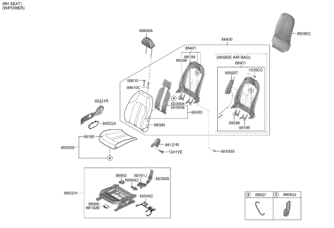 2005 Hyundai XG350 Covering-FR CUSH, RH Diagram for 88260-L1410-VSG