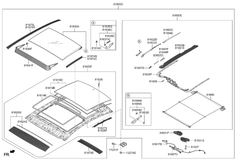 2020 Hyundai Sonata Hybrid Sunroof Diagram 1