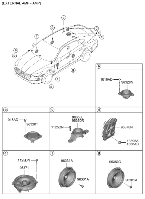 2007 Hyundai Accent Speaker Assy-Sub Woofer Diagram for 96380-L1201