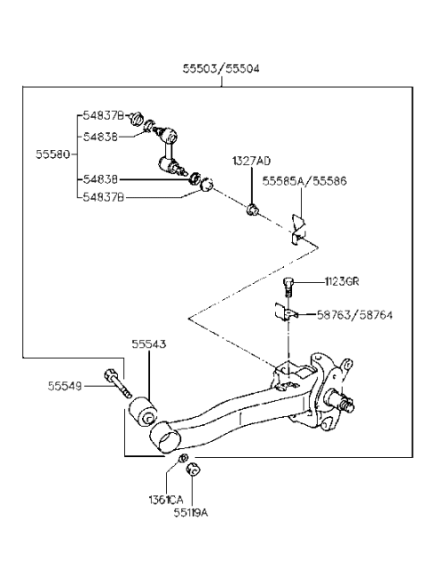 1996 Hyundai Sonata Rear Suspension Trailing Arm Diagram