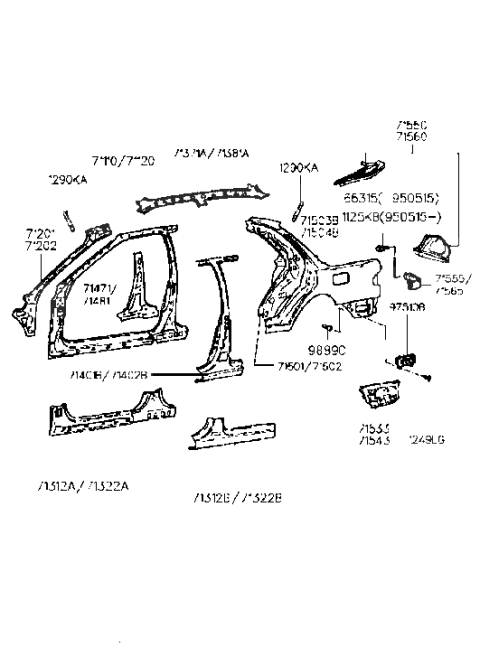 1996 Hyundai Sonata Side Body Panel Diagram