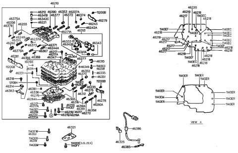 1996 Hyundai Sonata Valve Body Oil Filter Assembly Diagram for 46321-38010
