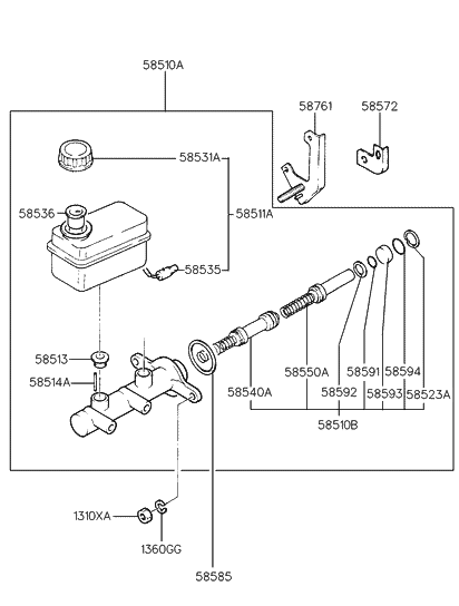 1996 Hyundai Sonata Brake Master Cylinder Diagram