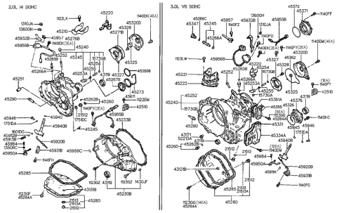 1993 Hyundai Sonata Plug-Oil Drain Diagram for 21512-21010