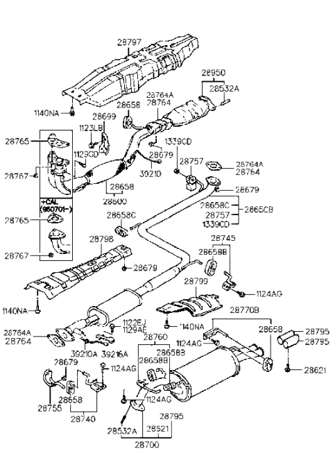 1996 Hyundai Sonata Exhaust Pipe (I4,LEADED) Diagram 2