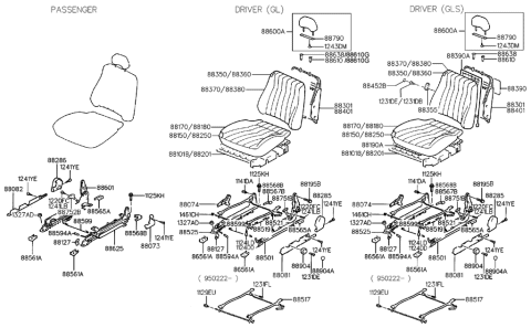 1993 Hyundai Sonata Front Seat Diagram 1