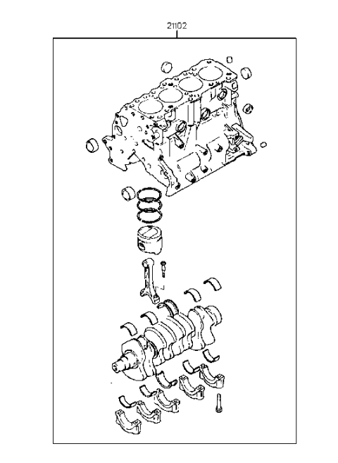 1997 Hyundai Sonata Short Engine Assy (I4) Diagram 1