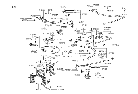 1997 Hyundai Sonata Air conditioning System-Cooler Line Diagram 1
