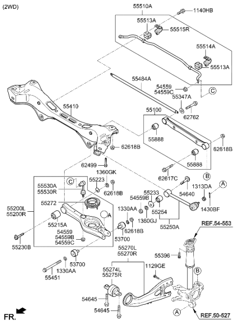 2009 Hyundai Tucson Bracket-Stabilizer Bar Diagram for 55514-2G000