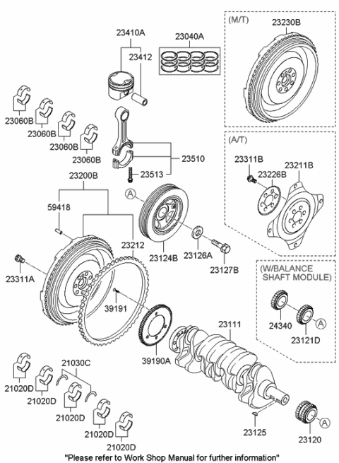 2012 Hyundai Tucson Piston & Pin Assembly Diagram for 23410-2G211