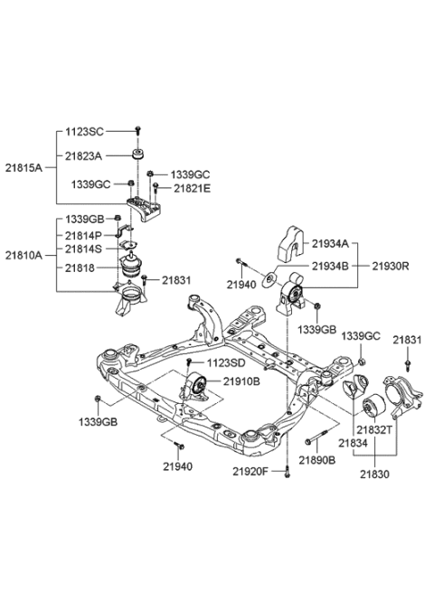 2007 Hyundai Sonata Bracket Assembly-Roll Stopper,Front Diagram for 21910-3K800