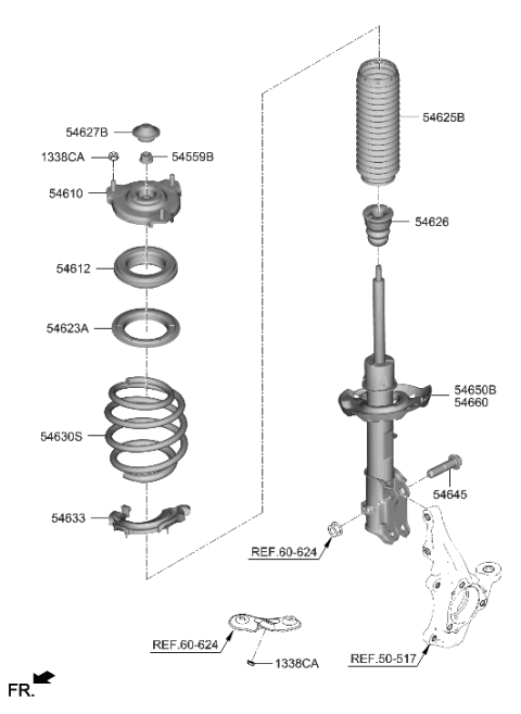 2023 Hyundai Kona Electric Front Spring & Strut Diagram