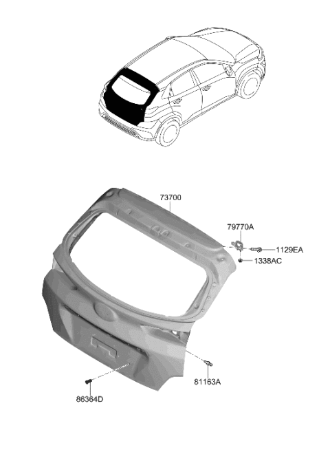 2022 Hyundai Kona Electric Tail Gate Diagram