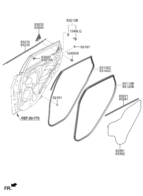 2023 Hyundai Kona Electric Rear Door Moulding Diagram