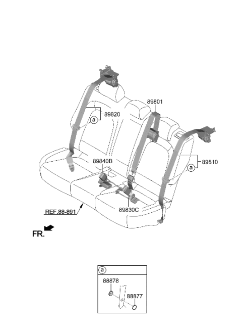 2023 Hyundai Kona Electric Rear Seat Belt Diagram