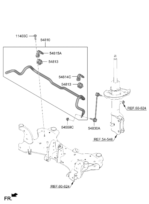 2023 Hyundai Kona Electric Front Suspension Control Arm Diagram