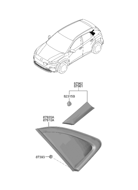 2022 Hyundai Kona Electric Quarter Window Diagram