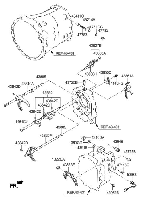 2013 Hyundai Genesis Coupe Gear Shift Control-Manual Diagram