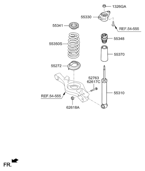 2014 Hyundai Genesis Coupe Rear Shock Absorber Assembly Diagram for 55311-2M600