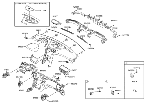 2013 Hyundai Genesis Coupe Crash Pad Upper Diagram