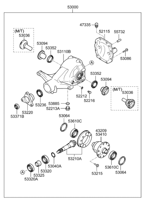 2012 Hyundai Genesis Coupe Bearing-Pinion,Inner Diagram for 53042-3C000