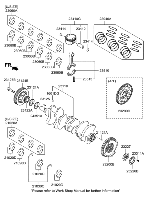 2013 Hyundai Genesis Coupe Crankshaft & Piston - Diagram 1