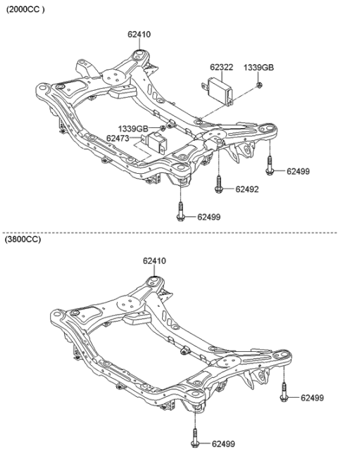 2016 Hyundai Genesis Coupe Crossmember Assembly-Front Diagram for 62410-2M011