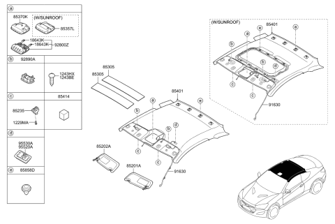2015 Hyundai Genesis Coupe Sunvisor & Head Lining Diagram 1