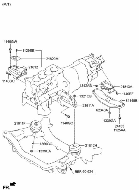 2012 Hyundai Genesis Coupe Engine & Transaxle Mounting Diagram 2