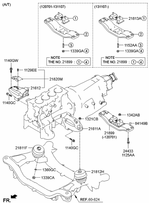2014 Hyundai Genesis Coupe Engine & Transaxle Mounting Diagram 5