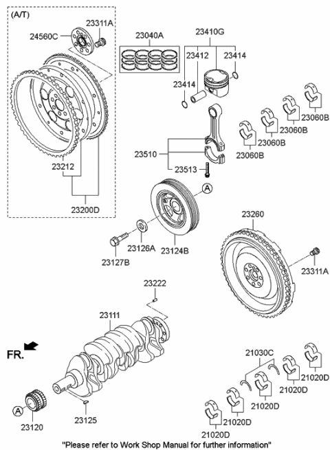 2013 Hyundai Genesis Coupe Crankshaft & Piston - Diagram 2