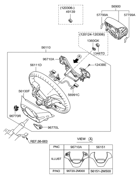 2012 Hyundai Genesis Coupe Steering Remote Control Switch Assembly Diagram for 96720-2M350