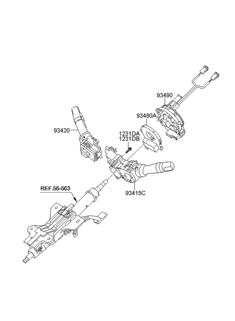2013 Hyundai Genesis Coupe Switch Assembly-Lighting & Turn Signal Diagram for 93410-2M700