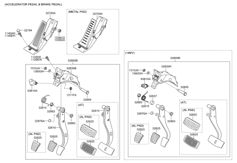 2014 Hyundai Genesis Coupe Pedal Assembly-Brake Diagram for 32800-2M100