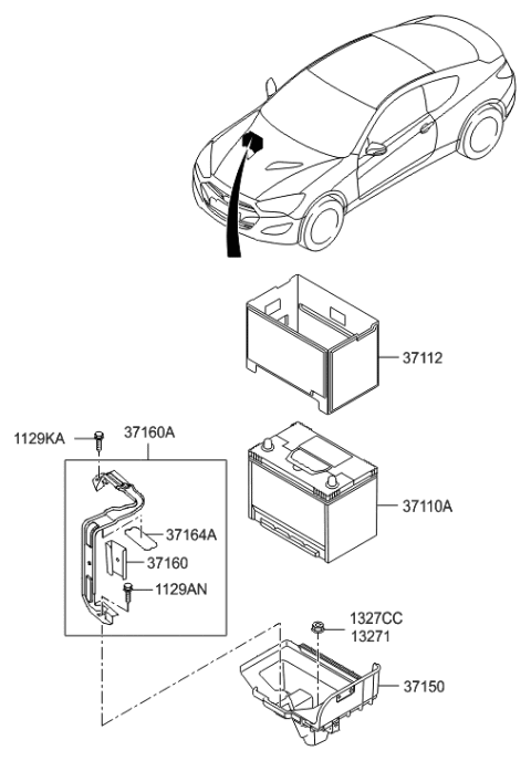2012 Hyundai Genesis Coupe Battery & Cable Diagram