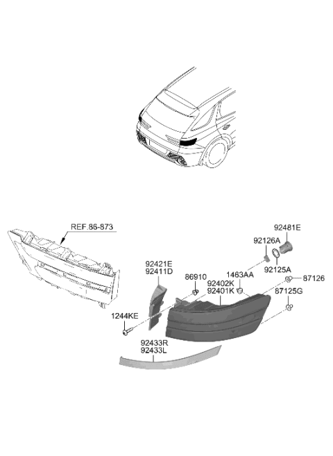 2010 Hyundai Azera GARNISH-RR COMBINATION LAMP,LH Diagram for 92435-AR000-PN7