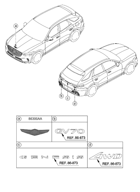 2010 Hyundai Azera SYMBOL MARK-GENESIS Diagram for 86300-AR000