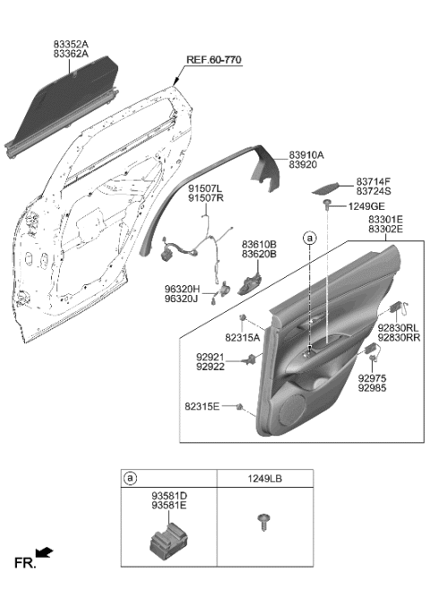 2009 Hyundai Azera HANDLE ASSY-REAR DOOR INSIDE,R Diagram for 83620-AR000-VCA