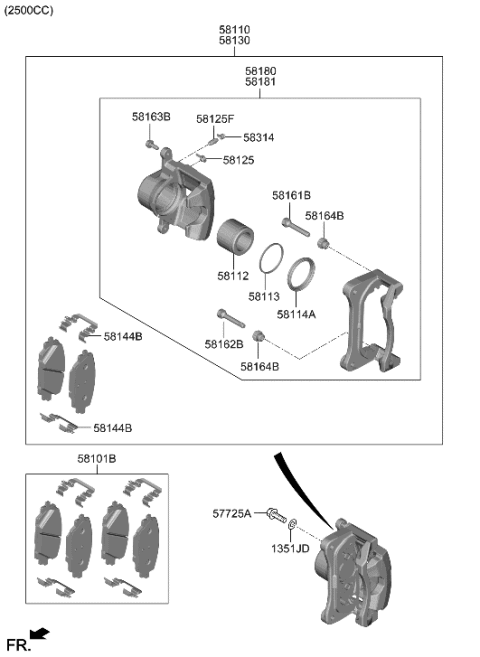 2022 Hyundai Genesis GV70 Front Wheel Brake Diagram 1