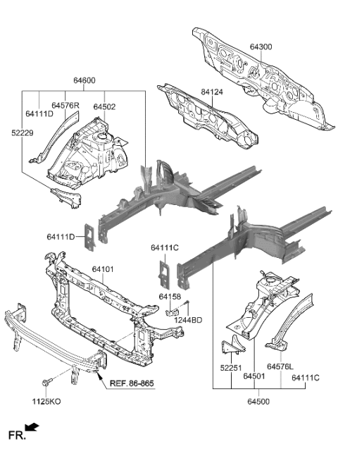 2017 Hyundai Sonata Hybrid Carrier Assembly-Front End Module Diagram for 64101-C1050