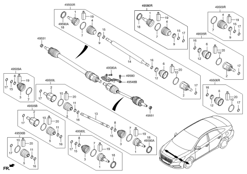 2017 Hyundai Sonata Hybrid Shaft Assembly-Drive,RH 0 Diagram for 49501-E6050