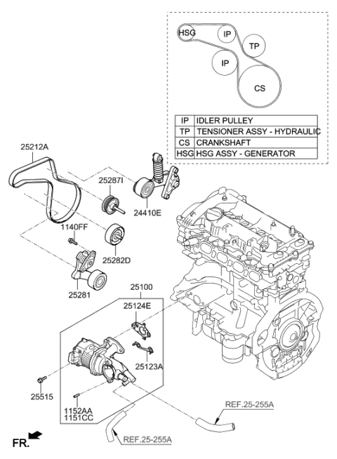 2017 Hyundai Sonata Hybrid Pump Assembly-Coolant Diagram for 25100-2E272