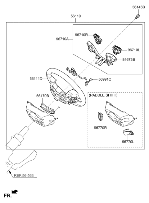2016 Hyundai Sonata Hybrid Steering Remote Control Switch Assembly, Right Diagram for 96700-C1560