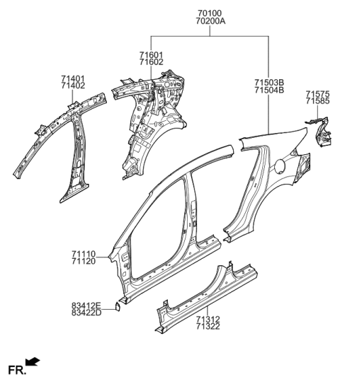 2019 Hyundai Elantra Side Body Panel Diagram