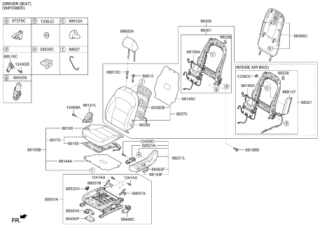 2020 Hyundai Elantra Front Cushion Covering, Left Diagram for 88160-F2152-XFT