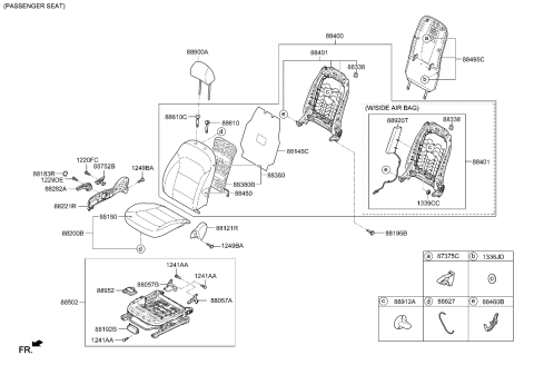 2019 Hyundai Elantra Front Right-Hand Seat Back Covering Assembly Diagram for 88460-F2110-XFJ