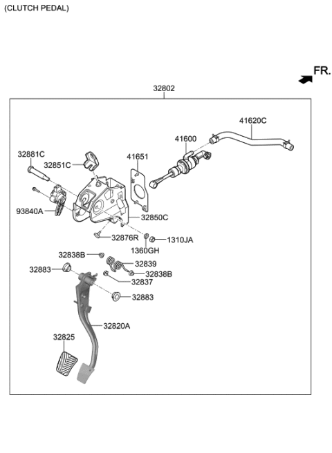 2019 Hyundai Elantra Pedal Assembly-Clutch Diagram for 32802-F2LA0