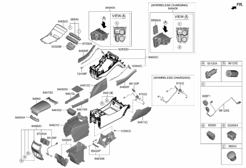 2021 Hyundai Santa Fe Console Assembly-RR Diagram for 84620-S2AA0-XHT