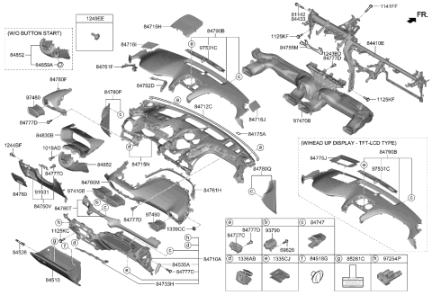 2021 Hyundai Santa Fe Panel Assembly-Lower Crash Pad,RH Diagram for 84734-S2AA0-NNB